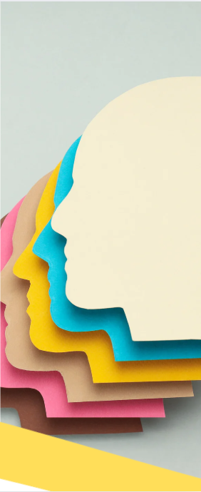Colorful human head silhouettes